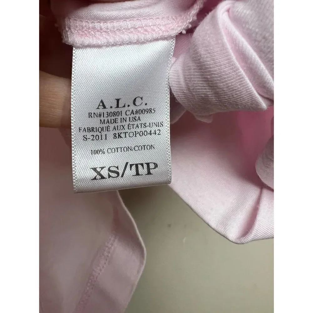 A.L.C. Pink Milo Puff Sleeve Tie T-Shirt Sz. XS - Picture 5 of 7